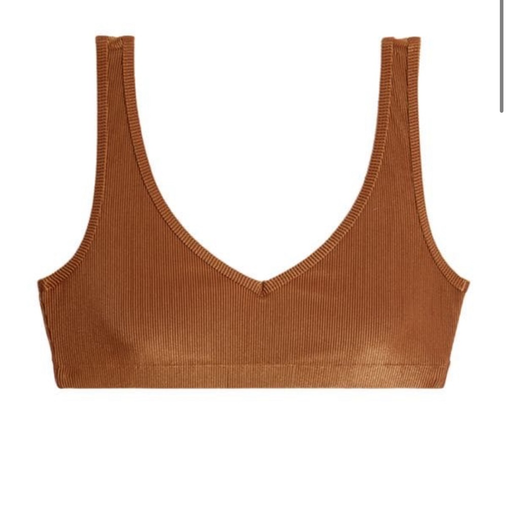 WeWoreWhat Ribbed V-neck bra